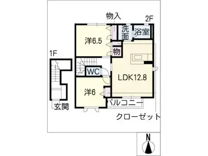 メイハイム B棟(2LDK/2階)の間取り写真