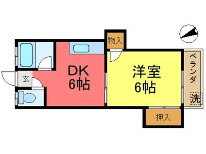 中央コーポ(1DK/2階)の間取り写真