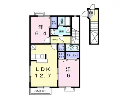 サンライト国分寺B(2LDK/2階)の間取り写真