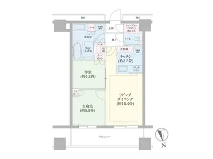 WORLD TOWER RESIDENCE(2LDK/20階)の間取り写真