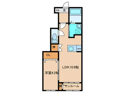LANTERNA(1LDK/1階)の間取り写真
