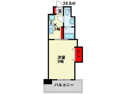 プレステージ・デル・エアポート(1K/3階)の間取り写真