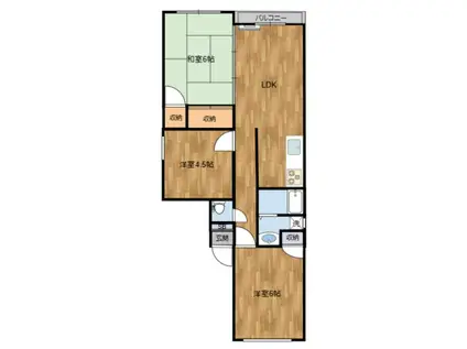 セゾンふじが丘東(3DK/2階)の間取り写真