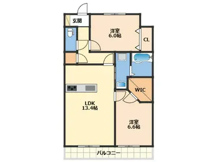 フォレストラヴィラ(2LDK/2階)の間取り写真