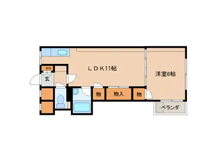 オルボス壱分(1LDK/2階)の間取り写真