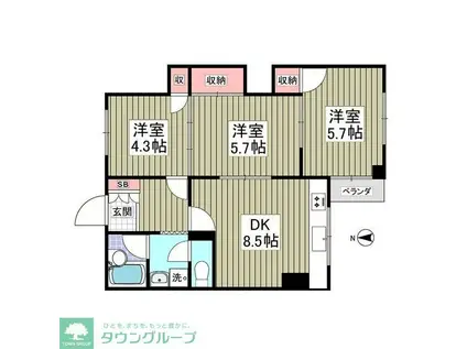 第2篠崎ビル(3SDK/3階)の間取り写真