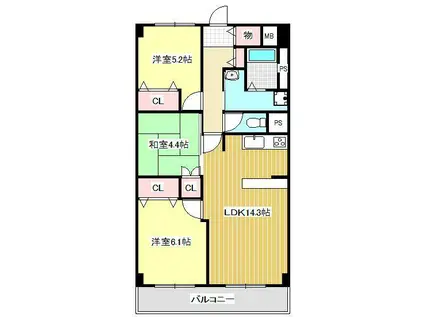 REMINE(3LDK/4階)の間取り写真