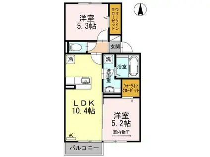 イオス B棟(2LDK/2階)の間取り写真