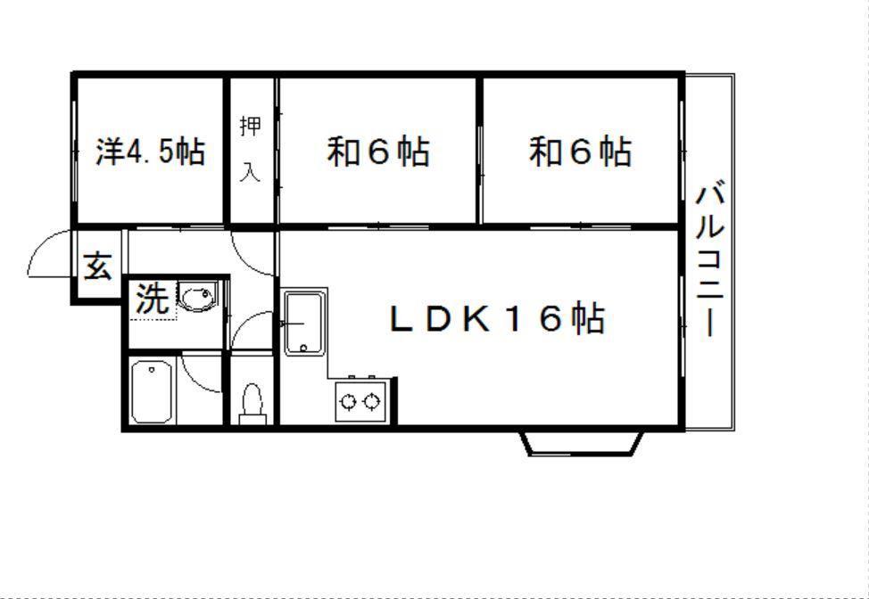 YSビル岡南(3LDK/3階)の間取り写真