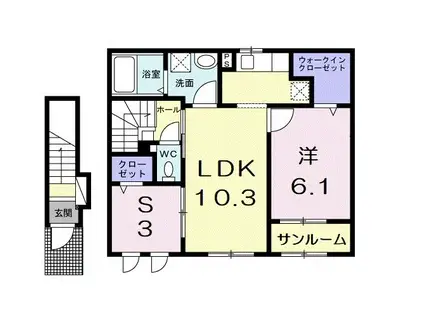 アップフィールド 共栄 II(1SLDK/2階)の間取り写真