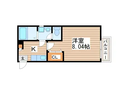 クレフラスト原ノ町(1K/1階)の間取り写真