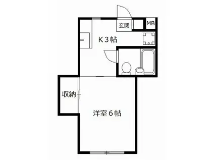 サンライズ神楽坂(1K/2階)の間取り写真