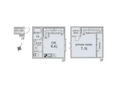 アーベインテラス下北沢1(1DK/2階)の間取り写真