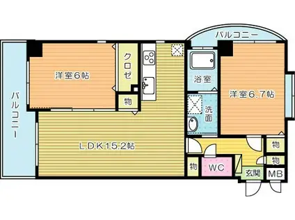 サンシャインIV(2LDK/6階)の間取り写真