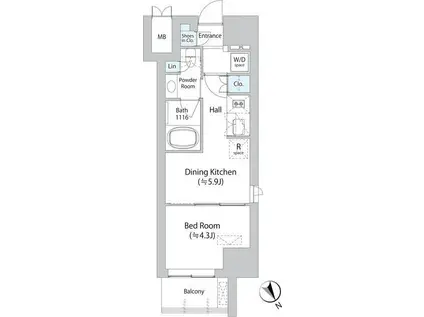 ミリアレジデンス浅草橋II(1DK/3階)の間取り写真