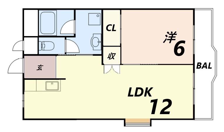 インタービレッジ南今宿(1LDK/8階)の間取り写真