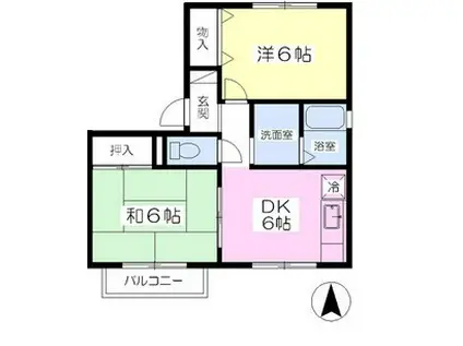サンフィールドB(2DK/2階)の間取り写真