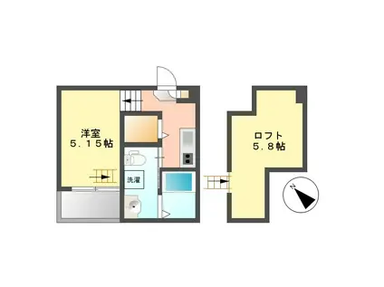 ガンマ大野木(1SK/2階)の間取り写真