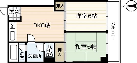 メゾン萩(2DK/3階)の間取り写真