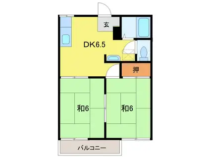 セゾンタウニー(2DK/1階)の間取り写真