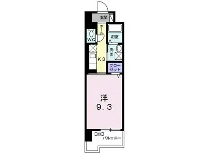 グランクリュ佐古 ウエスト(1K/5階)の間取り写真