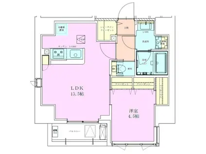 恵比寿レジデンス参番館(1LDK/6階)の間取り写真