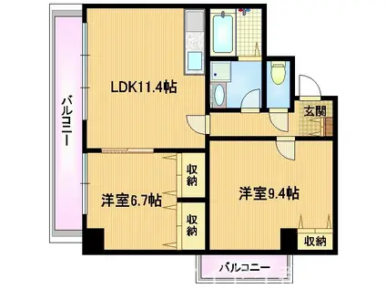 エスコート新森(2LDK/5階)の間取り写真