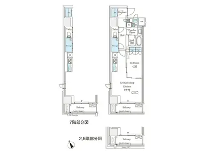 パークナードフィット南青山ガーデン(1LDK/7階)の間取り写真