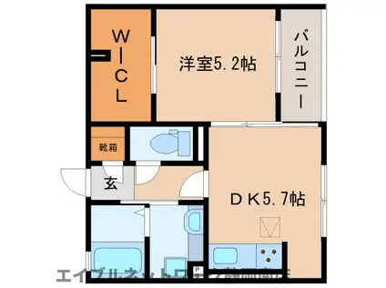 ウエスト RAVINE RESIDENCE(1DK/1階)の間取り写真