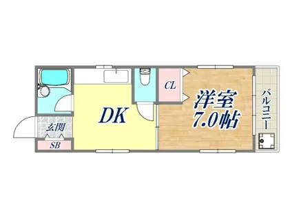 メゾンジョイフル(1DK/2階)の間取り写真