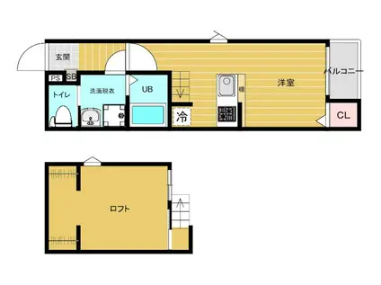クラヴィエ(ワンルーム/2階)の間取り写真