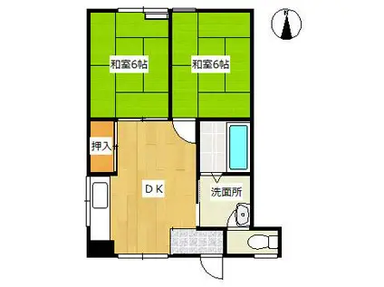 ファミールHIRO C(2DK/1階)の間取り写真