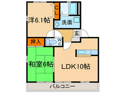 フォブールタウン須崎(2LDK/1階)の間取り写真