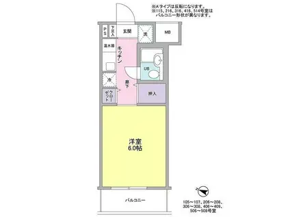 ポート旗の台(ワンルーム/4階)の間取り写真