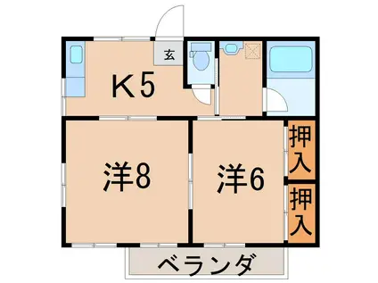 パレス越前(2DK/1階)の間取り写真