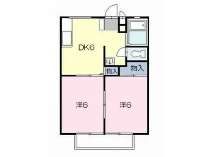 横塚ハイツB(2DK/1階)の間取り写真