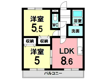 日映マンションⅢ(2LDK/6階)の間取り写真