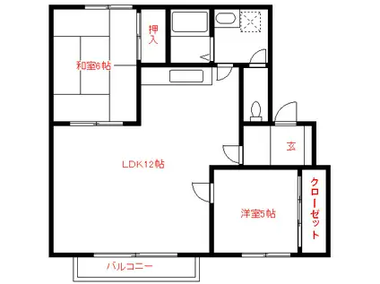 琴倉ハイツ(2LDK/4階)の間取り写真