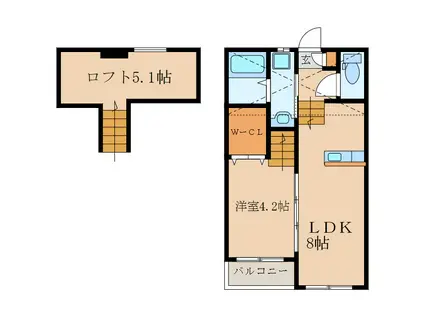 RESIDENCE NISHIHARA II(1LDK/2階)の間取り写真