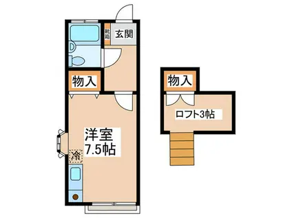 コーポ大門Ⅳ(ワンルーム/2階)の間取り写真