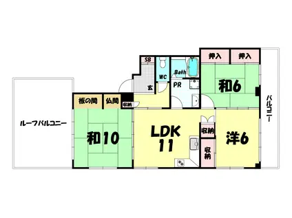 ベルメゾン井上(3LDK/6階)の間取り写真