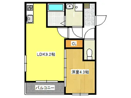 MOVE桜本町サウス(1LDK/3階)の間取り写真