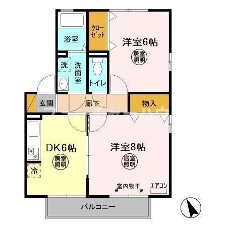 ラ・プランタンC・D(2DK/2階)の間取り写真