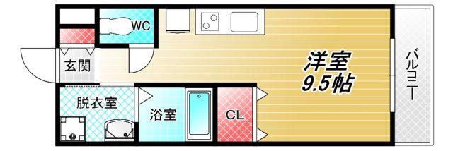 リビングライフ長瀬(ワンルーム/3階)の間取り写真