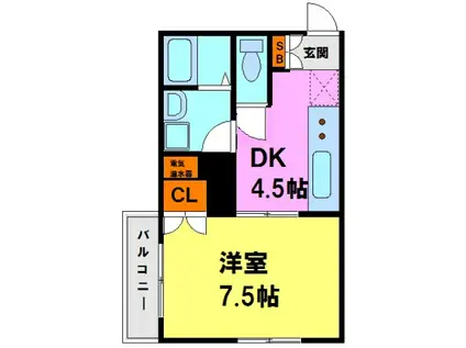 ベルサウンド(1DK/4階)の間取り写真