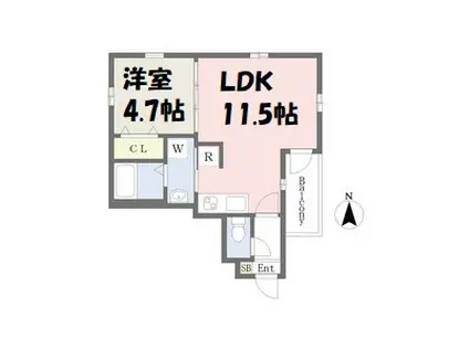 LA LUCE山王(1LDK/2階)の間取り写真