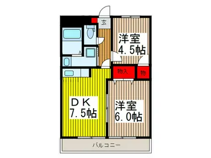 サウスピアリバージュ(2DK/2階)の間取り写真