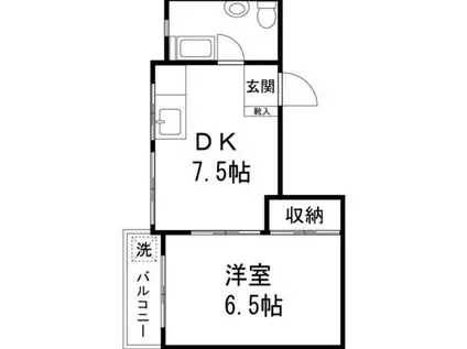 弥生町ビレッジ(1DK/2階)の間取り写真
