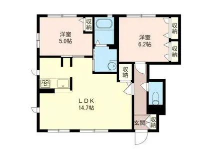 カーサ・ラッジオ・ドラートA(2LDK/1階)の間取り写真