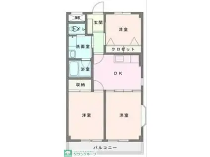 グリーンパレスケント(3DK/1階)の間取り写真